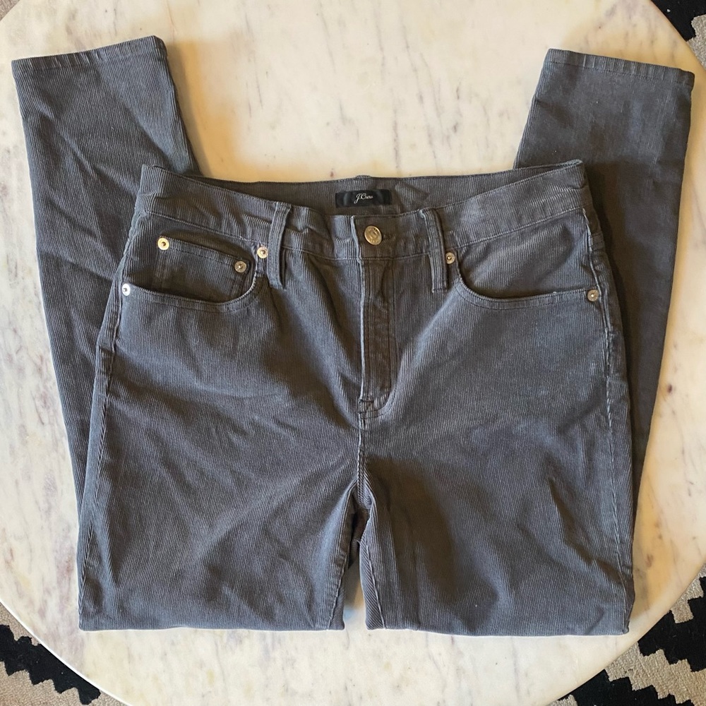 J. Crew 29P Gray Corduroy 9” High Rise Toothpick Pants, Size 29 Petite